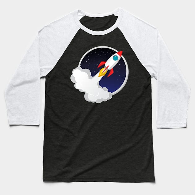 Rocket To The Moon Baseball T-Shirt by Rivenfalls